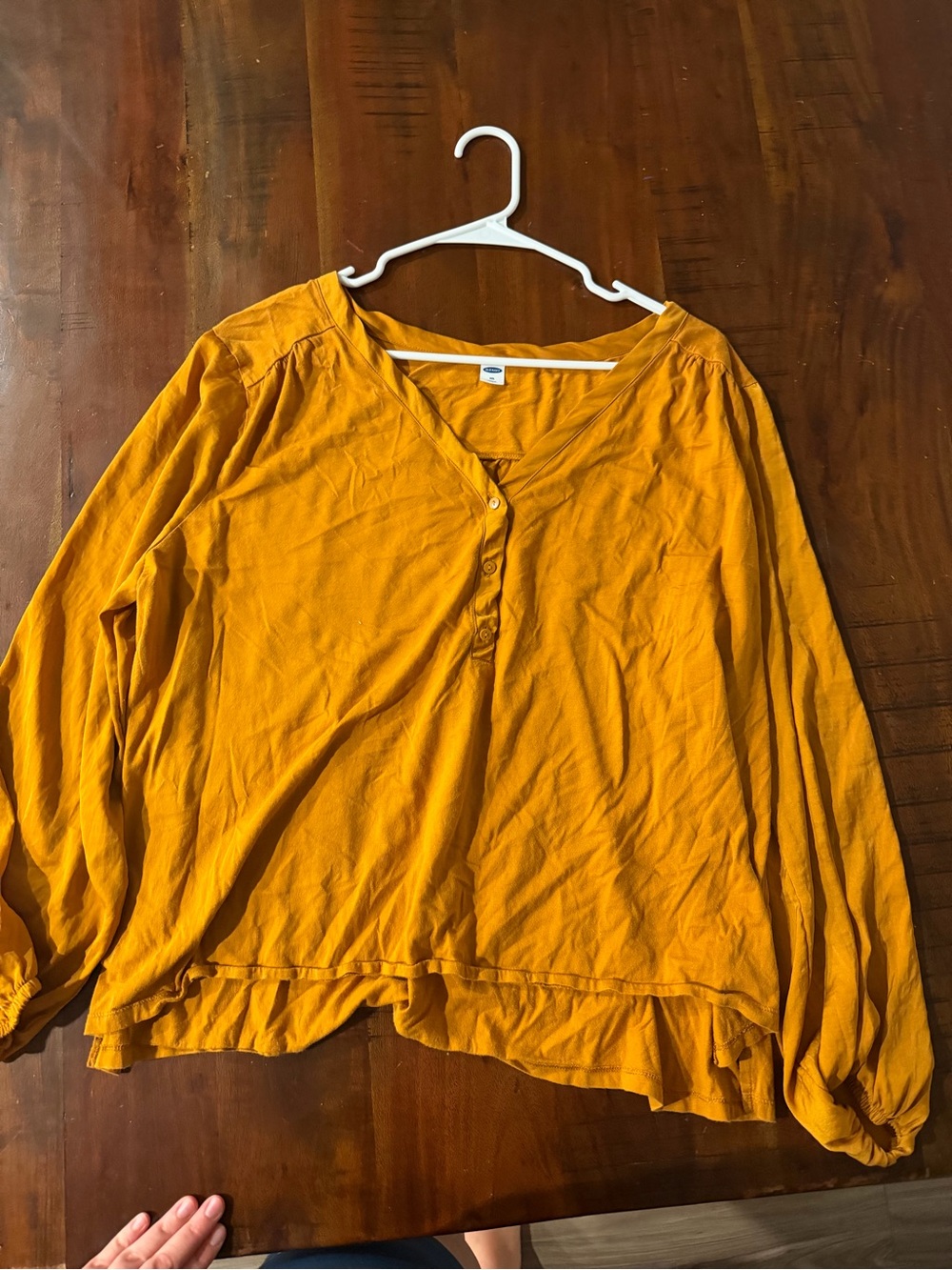 Old Navy Mustard Button-Front V-Neck Long-Sleeve Top